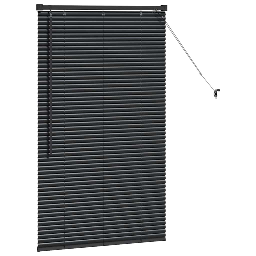 Window Blind with Curtains Manual Black Aluminium